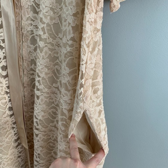 Vintage Dela Ann Loungewear Womens Day Dress Lace Bow Girl Coquette Satin M 422 - Picture 8 of 16